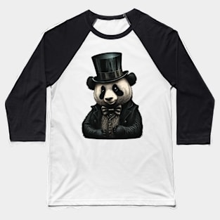 Panda wearing Top Hat Baseball T-Shirt